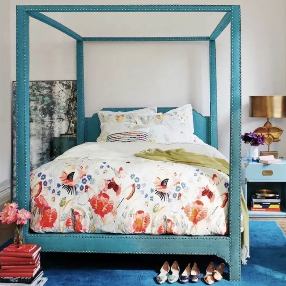 EUC Anthropologie King Duvet Cover GARDEN BUZZ